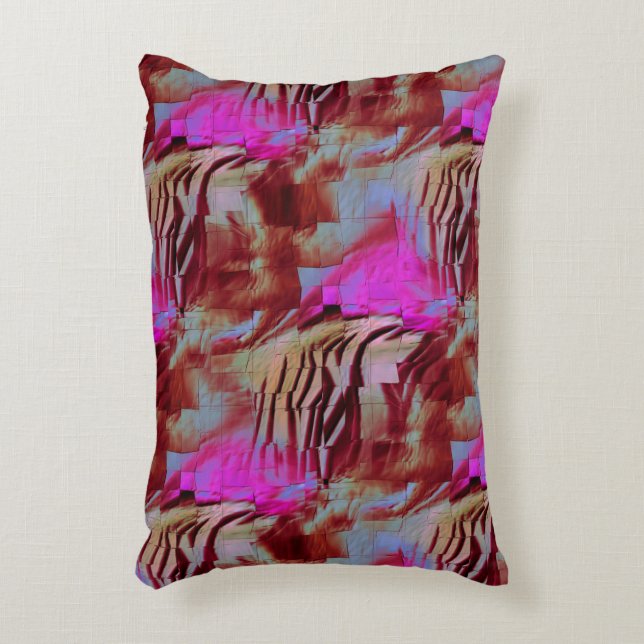 Abstrakt mosaic teckning av rustisk rosa och rostb prydnadskudde (Framsidan(Vertikal))