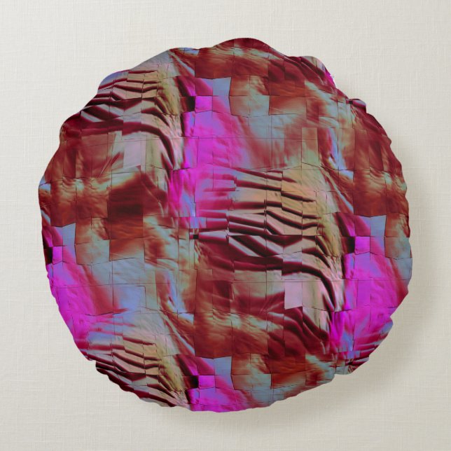 Abstrakt mosaic teckning av rustisk rosa och rostb rund kudde (Baksidan)