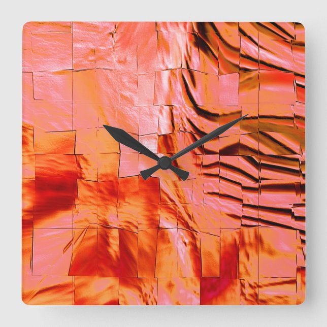 Abstrakt mosaic teckning lätt kardad och satatin fyrkantig klocka (Framsida)