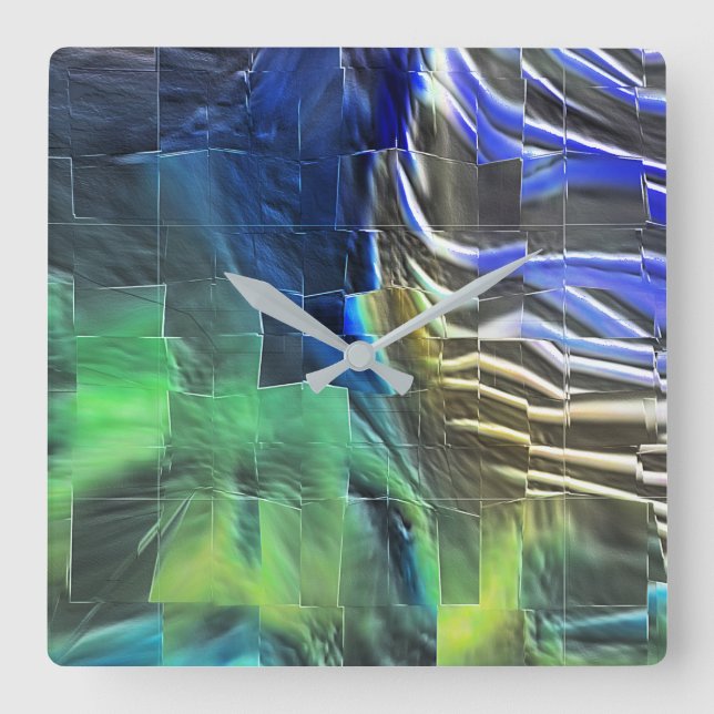 Abstrakt mosaic teckning lätt kardad och satin fyrkantig klocka (Framsida)