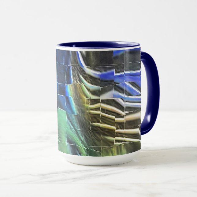 Abstrakt mosaic teckning lätt kardad och satin mugg (Framsida höger)