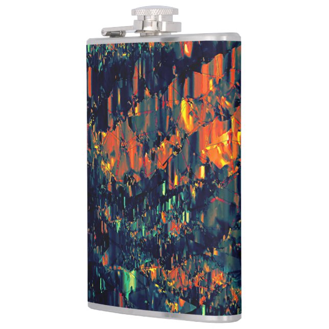 Abstrakt mosaik av förskjuten campfire på grönakti fickplunta (Vänster)