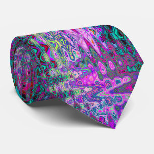 Abstrakt mosaik Färgrik Magenta Vågig Retro Slips