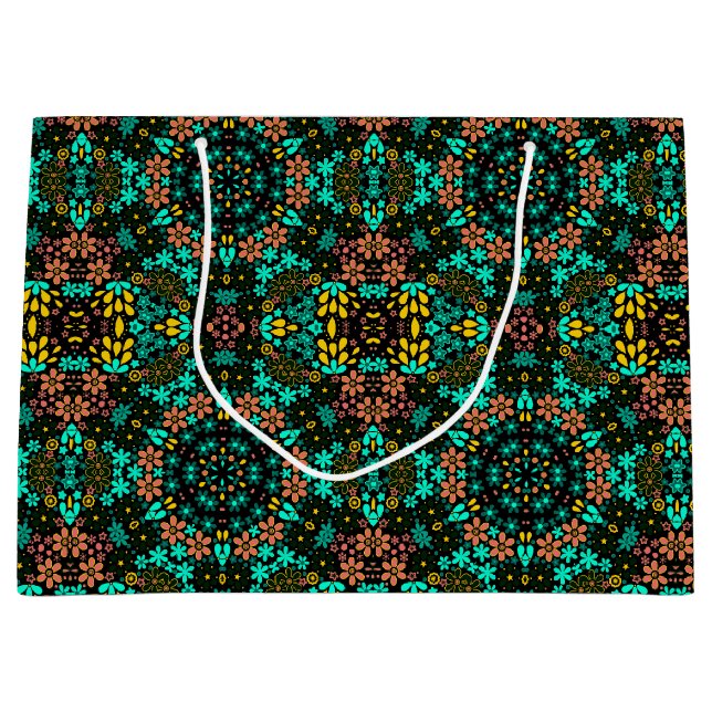 Abstrakt mosaik kaleidoskopisk blommigt blommor sv (Framsidan)