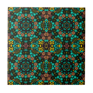 Abstrakt mosaik kaleidoskopisk blommigt blommor sv kakelplatta