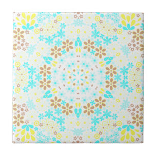 Abstrakt mosaik, kaleidoskopisk blommigt blommor v kakelplatta