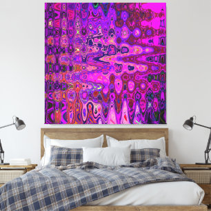Abstrakt mosaik rosa och lila vågig retro canvastryck