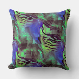 Abstrakt mosaik teckning av rustisk grönt och blåt kudde