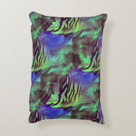 Abstrakt mosaik teckning av rustisk grönt och blåt prydnadskudde