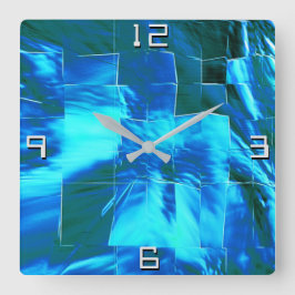 Abstrakt mosaik teckning, himlar eller lätt alumin fyrkantig klocka