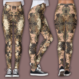 Abstrakt mosaikmönster Jordton Digital Camo Leggings