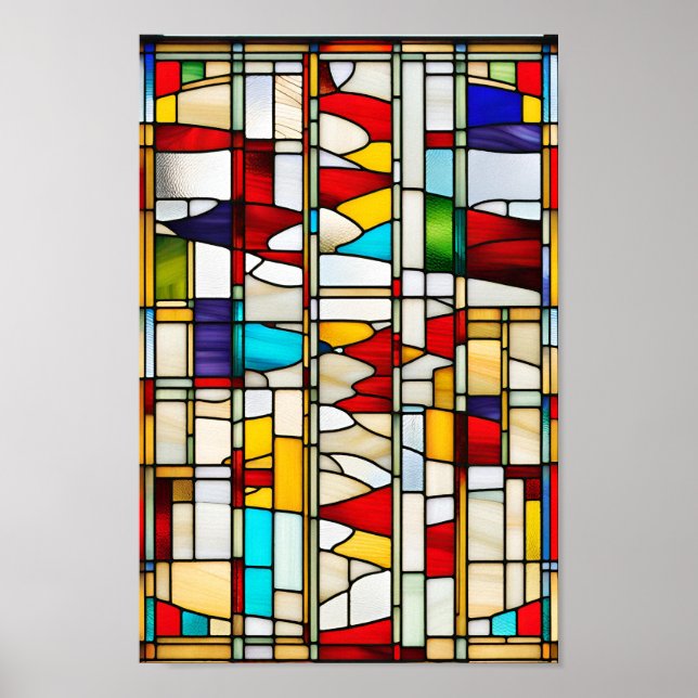 Abstrakt-mosaikutskrift av fönsterruta poster (Framsidan)