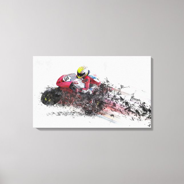 Abstrakt Motorcycle Racer Canvastryck (Framsida)