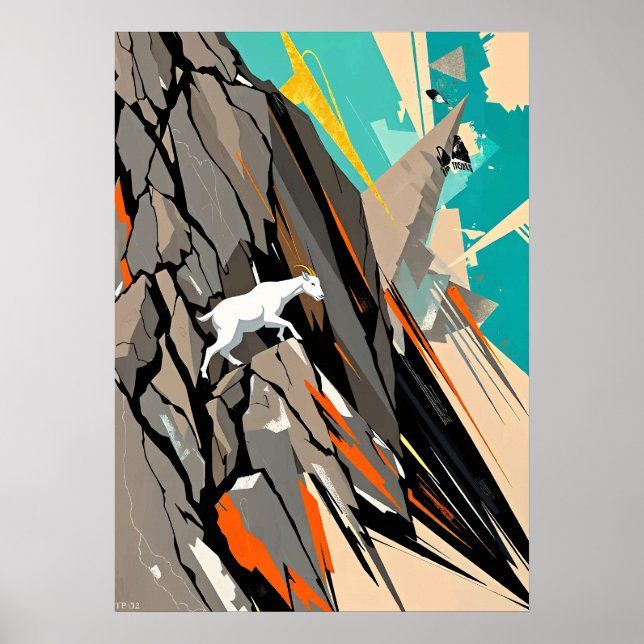 Abstrakt Mountain Goat Kliber Poster (Framsidan)