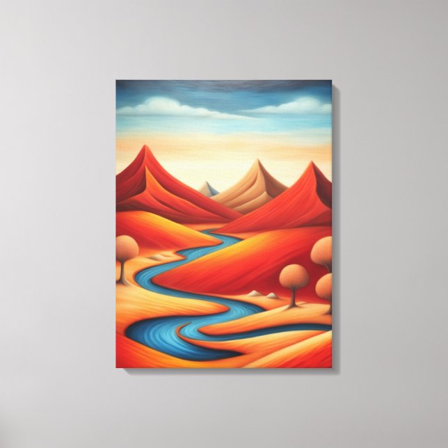Abstrakt Mountain River Landcape Canvastryck (Framsida)