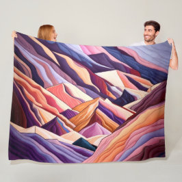 Abstrakt Mountain Scene Lila Peach Burgundy Fleecefilt