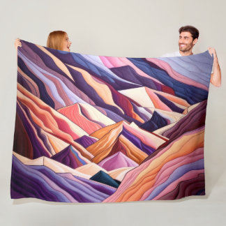 Abstrakt Mountain Scene Lila Peach Burgundy Fleecefilt