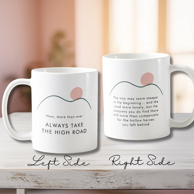 Abstrakt Mountain Sol: ta Mugg vid motorvägen (Abstract Mountain and Sun Always Take the High Road Motivational Mug)