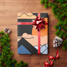 Abstrakt Mountain Sunset Geometric Gift