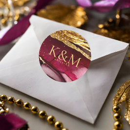 Abstrakt mousserande Bröllop Vin Red ID1018 Runt Klistermärke