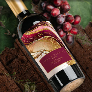 Abstrakt mousserande Bröllop Vin Red ID1018 Vinflaska Etikett