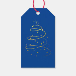 Abstrakt mousserande Guld, Blue Julgran Presentetikett