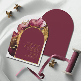 Abstrakt Mousserande Möhippa Red Arch ID1018 Inbjudningar