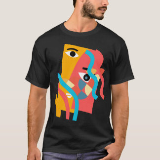 Abstrakt Multi Färg Ansikte Art T-Shirt