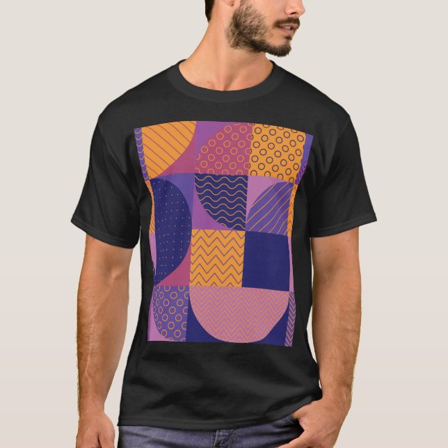 Abstrakt Multifärgad geometrisk Vintage Mönster T Shirt (Framsida)