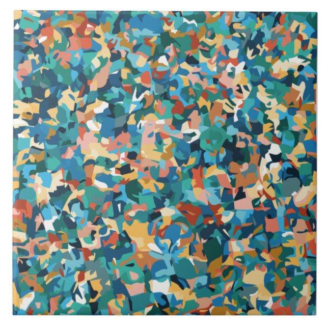 Abstrakt Multifärgad konst i skjortor och hemmabru Kakelplatta (Framsidan)