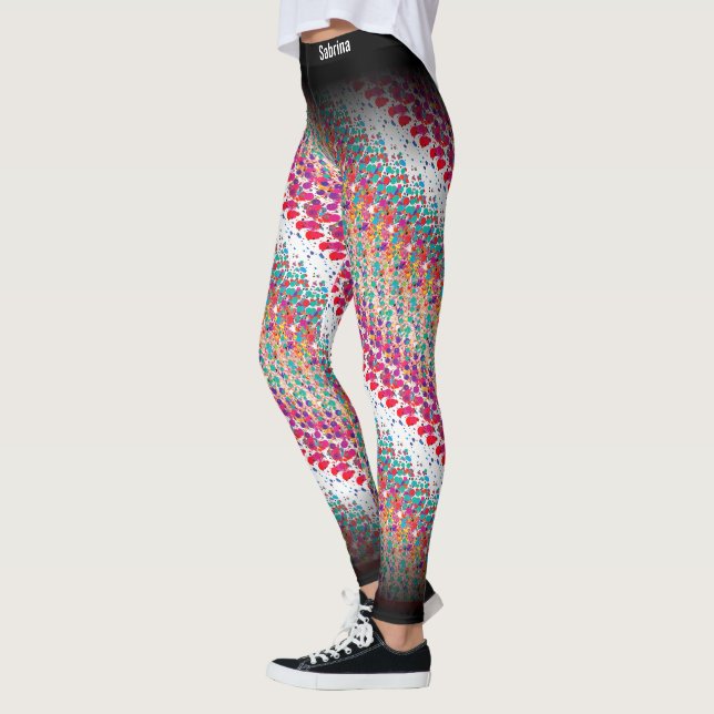 Abstrakt Multifärgad Mönster Leggings (Vänster)