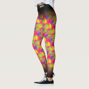 Abstrakt Multifärgad Mönster Leggings