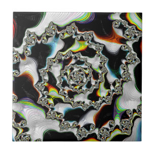 Abstrakt Multifärgad Psychedelic Spiral Fractal Kakelplatta