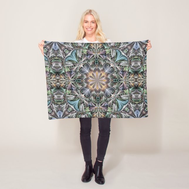 Abstrakt Multifärgad Succulent Garden Rosette Fleecefilt (På plats)