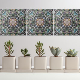 Abstrakt Multifärgad Succulent Garden Rosette Kakelplatta