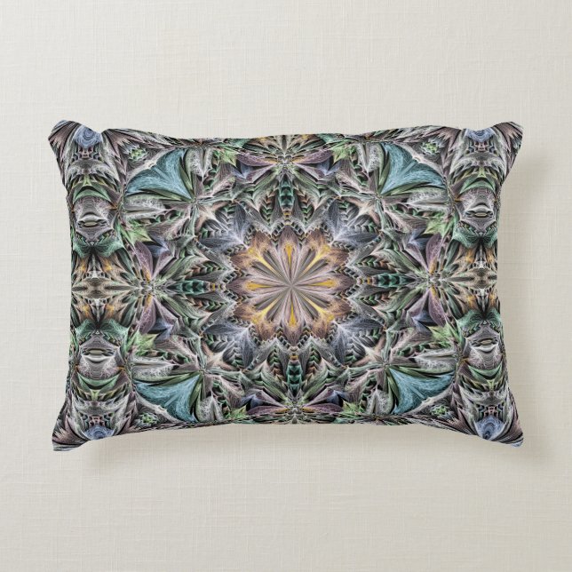 Abstrakt Multifärgad Succulent Garden Rosette Prydnadskudde (Framsidan)