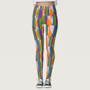 Abstrakt Multifärgade Mönster-cirklar och Rand Leggings