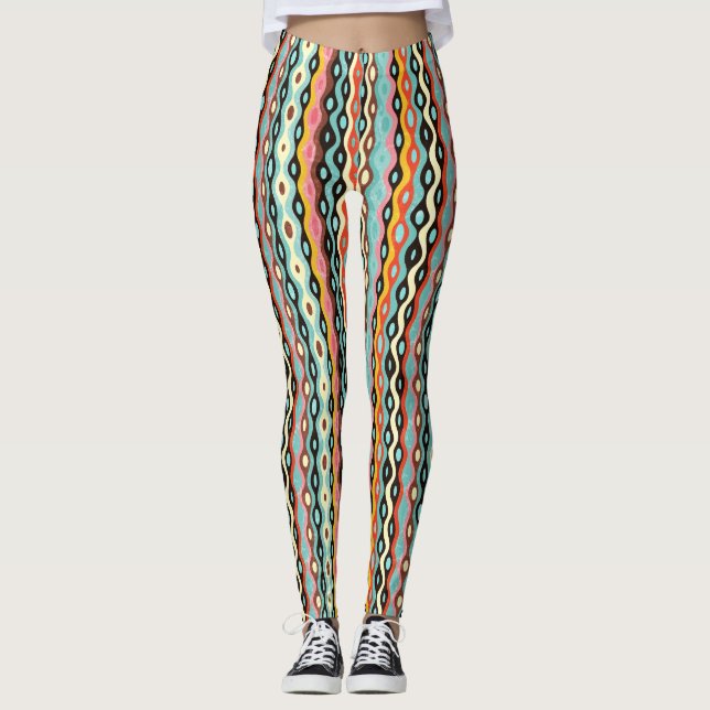 Abstrakt multifärgadmönster leggings (Framsida)