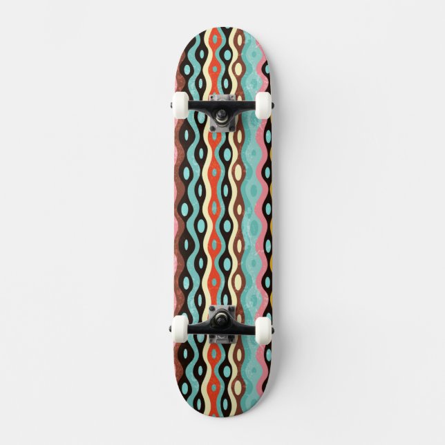 Abstrakt multifärgadmönster old school skateboard bräda 18 cm (Framsida)