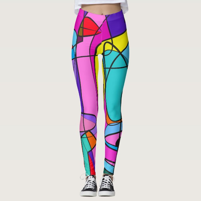 abstrakt multy färg leggings (Framsida)