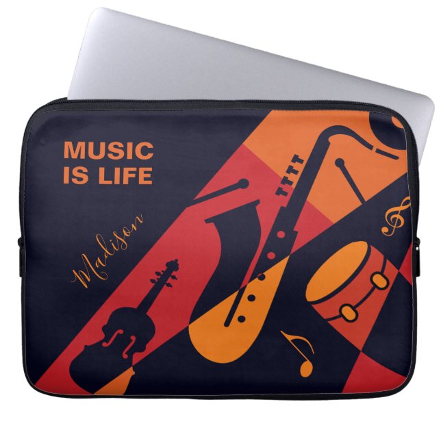 Abstrakt Music, eget namn och laptop sleeve (Framsidan)