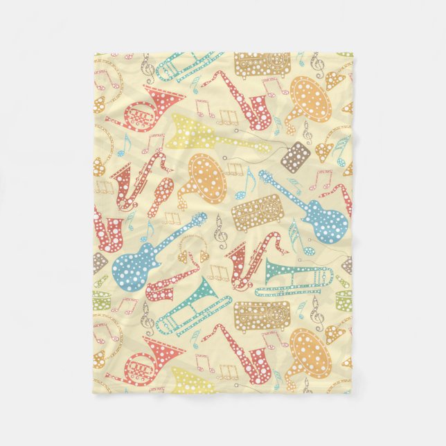 Abstrakt Music Instruments Mönster Fleecefilt (Framsidan)