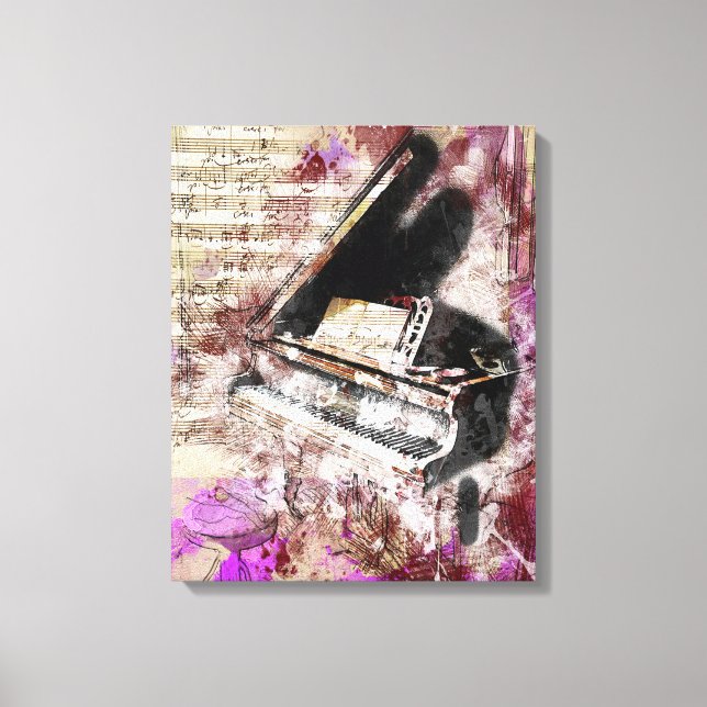 Abstrakt Music Piano Design Lila Canvas Wall Art (Framsida)