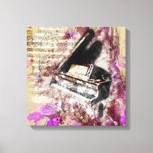 Abstrakt Music Piano Design Lila Canvas Wall Art