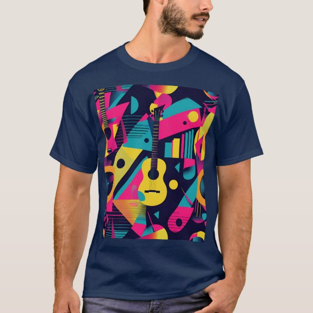 Abstrakt Musical Instrument Illustrations T Shirt (Framsida)