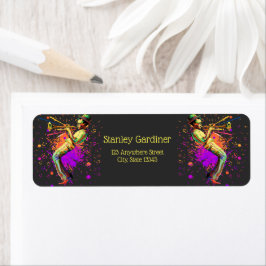 Abstrakt Musician Spela Trumpet Returadress Etikett