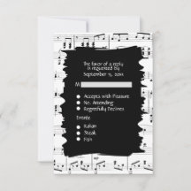 Abstrakt Musik Svart och Vitt RSVP med Menyval