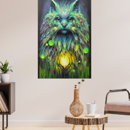 Abstrakt Mystical Cat Fantasy Art Poster