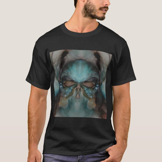 Abstrakt Native American Skull Design T Shirt (Framsida)