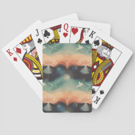 Abstrakt natur: minimalistisk lotus- och fågeldesi casinokort